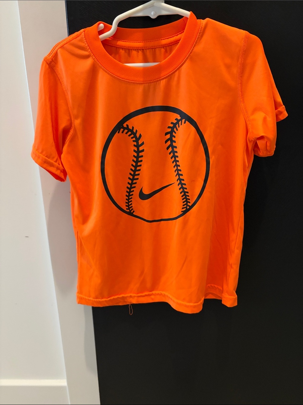 Nike Orange Short Sleeve Tee with Black Baseball Graphic